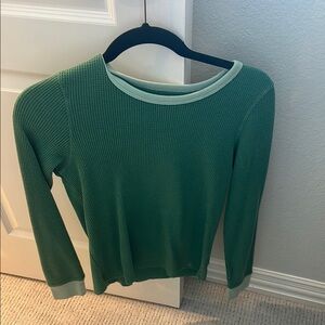Green Waffle Knit Long Sleeve Top
